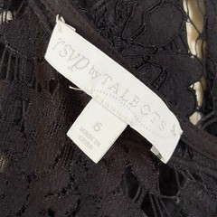 RSVP BY TALBOTS Crepe & Lace Black Occasion Dress 3/4 Bell Sleeves, Size 6