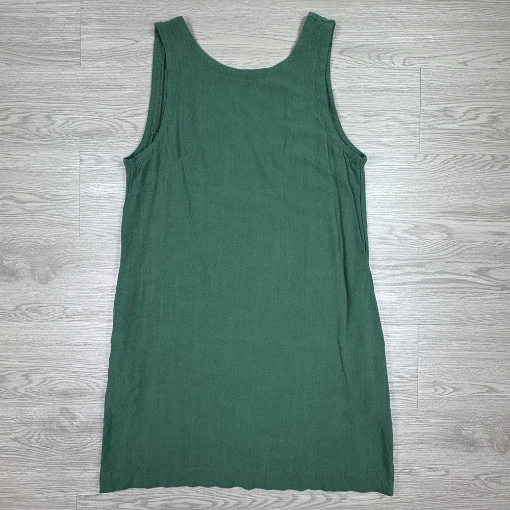 Women&rsquo;s Shift Dress Green Small Cotton Linen Sleeveless Scoop Back