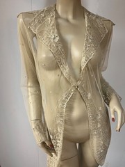 J Peterman Edwardian Style Amazing Lace Dress Cardigan Coat Size 8 Bust 36