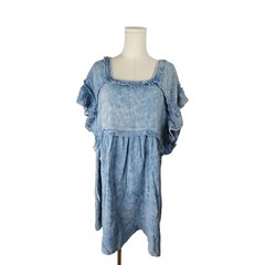 BiB! Women&rsquo;s Blue Ruffle Sleeve Square Neck Dress Size S NWT