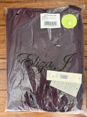 Eliza J Wine Long Maxi Dress Sleeveless Round Neck Ruffle Slit Size 4