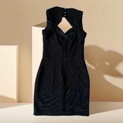 GUESS Black Sheath Dress 8 V-Neck Sleeveless Cut Out Knee Party Knit Poly