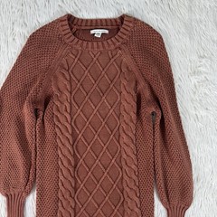 American Eagle Rustic Brown Long Sleeve Cable Knit Sweater Dress Women&rsquo;s PS