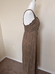 Japna Brown/Black Leopard Animal Print Button Front Midi Maxi Sun Dress S