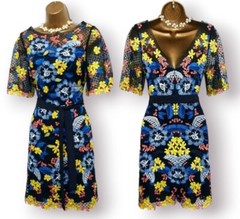 Karen Millen Lace Overlay Floral Embroidered Belted Occasion Dress UK 10 RRP£225