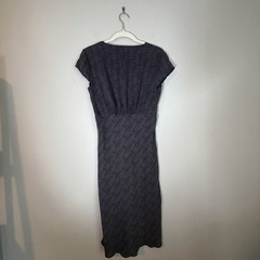 Annex Black White Geometric Silk Spandex Sheath Dress V-Neck Short Sleeve S