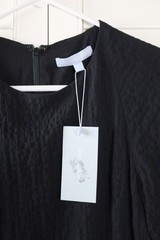 ANTONIO MELANI NWT $159 Solid Black Seer Sucker Puckered Midi Dress Size 2