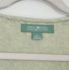 April Cornell Camelia Pinafore Sage Button Down Cotton Sleeveless Maxi Dress XL