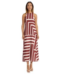 Donna Morgan Women&rsquo;s Striped Sleeveless Ankle Maxi Dress Red Ivory Size 12 $158
