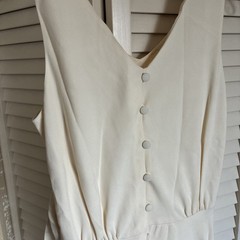 Vintage Mathilde V-Neck Maxi Dress in Luster Canvas Summer Linen Sz 2XS 22” W
