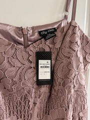 City Chic Blush Rose Lace Lace Square Neck Sleeveless Slip Midi Dress S/16