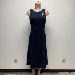 W by Worth Cut Out Keyhole Sleeveless A-Line Midi Dress Navy Contrast Stitch 8