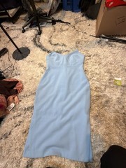 LIKELY Sleeveless Spaghetti Strap Midi Dress in Light Blue