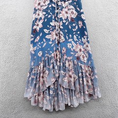 Nanette Lepore Ombre Floral High Low Dress 14W Blue Pink Womens Chiffon Tiered