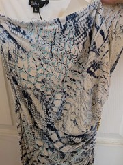 Sky Multicolor Snake Print Beaded Ruched Midi Sheath Dress Strapless Size L