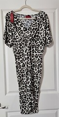 Jennifer Lopez Leopard Ruched Knotted Dress Beige Brown Black Animal Print L