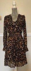 Next Animal Print Chiffon Dress with Full Slip UK Size 6