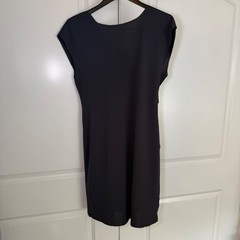 Miilla Black Draped Overlay Mini Dress Sleeveless Asymmetric Cocktail Womens S