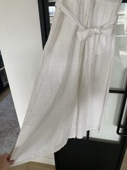 Draper James White Eyelet Button Front Bow A-Line Midi Dress M