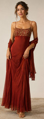 Vintage Carmen Marc Valvo Collection 100% Silk Embroidered Evening Gown