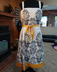 dressbarn Womens 14 White Black Floral Square Neck A-Line Dress Bow Zip