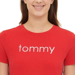 Tommy Hilfiger Signature Tee Dress Red 95%Cotton/5%Elastane Ladies&rsquo; size L, NEW