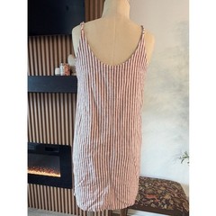 Thread & Supply Striped Linen Blend Button Front Cami Dress Size Medium