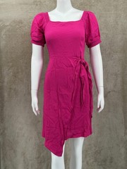 Maeve Anthropologie Dress Womens US 2 Pink Raspberry Faux Wrap Vacation Summer