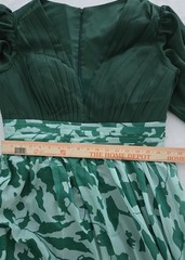 Womens Elegant Chiffon Overlay Long Sleeve Maxi Green Empire Dress New