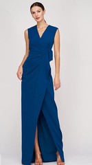 Kay Unger Frances Column Gown In Dark Ink Blue $318 NWT Size 14