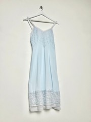50&rsquo;s Slip Dress with Coordinated Sheer Lace Trim in Baby Blue – S/M
