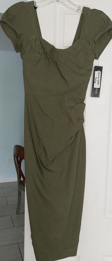 NWT Stop Staring Size Small Fitted 1940s Style Olive Dress Billion Dollar Baby