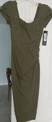 NWT Stop Staring Size Small Fitted 1940s Style Olive Dress Billion Dollar Baby