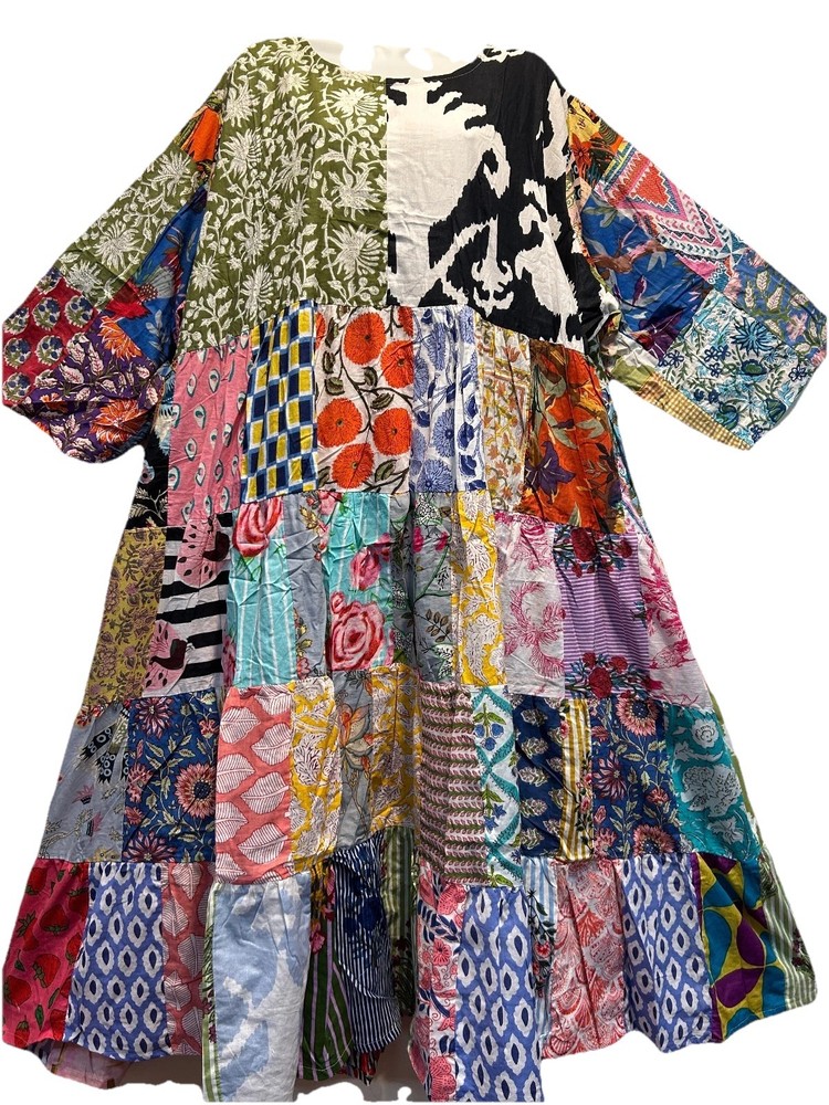 Nwt FUNKY STUFF nothing matches patch cotton maxi hippy boho DRESS 6X Free shipp