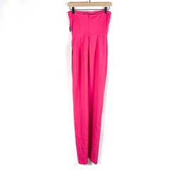 NBD Lucilda Strapless Maxi Dress Hot Pink Dress Side Slit Gathered Ponte Sz M