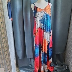 Source Unknown Red and Orange Sleeveless Maxi Dress