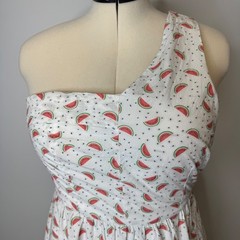HD in Paris Anthropologie Watermelon Print One Shoulder Cotton Midi Dress 10