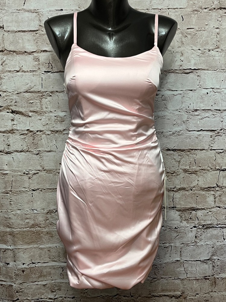 Stacees Satin Sweetheart Bubble Hem Formal Dance Dress Sleeveless 2 Pink NWT