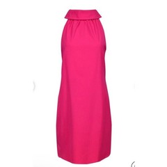 Sail to Sable Roll Neck Sleeveless Back Button Hot Pink Small Stretch Old Money