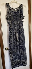 Amanda Lane Womens Navy Gray Filigree Flower Opaque Paisley Tank Maxi Dress 16