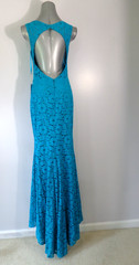 New! Nina Canacci Teal Stretch Lace Long Formal Gown w/ Train Women&rsquo;s Size 10