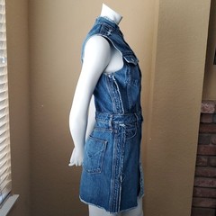 HUDSON Two-Toned Distressed Button-Down Sleeveless Denim Dress SIZE: M