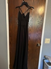 Women’s Black Maxi Dress Sleeveless Criss Cross Back Stretch Long Dress Size L
