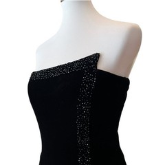 Vintage Small Formal Dress Minimalist Black Gown Y2K Strapless Long 90s Maxi Art