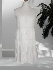 Kaleidoscope White Tiered Summer Dress Crochet Detail Size 12 Cotton