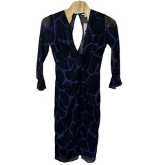 Topshop NWT Sheer Lined Woven Knot Front Plunge Occasion Midi Dress Size 12