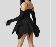 Adjustable Strap Ruched Backless Long Sleeve Mini Casual Dress- Boho