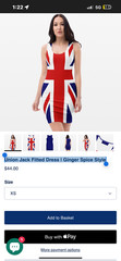 Union Jack Fitted Dress | Ginger Spice Style by Jolly and Goode size medium