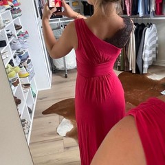 Bcbg red one shoulder maxi