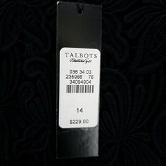 NWT TALBOTS Black Crochet Overlay Sheath Dress Bow Classic Size 14